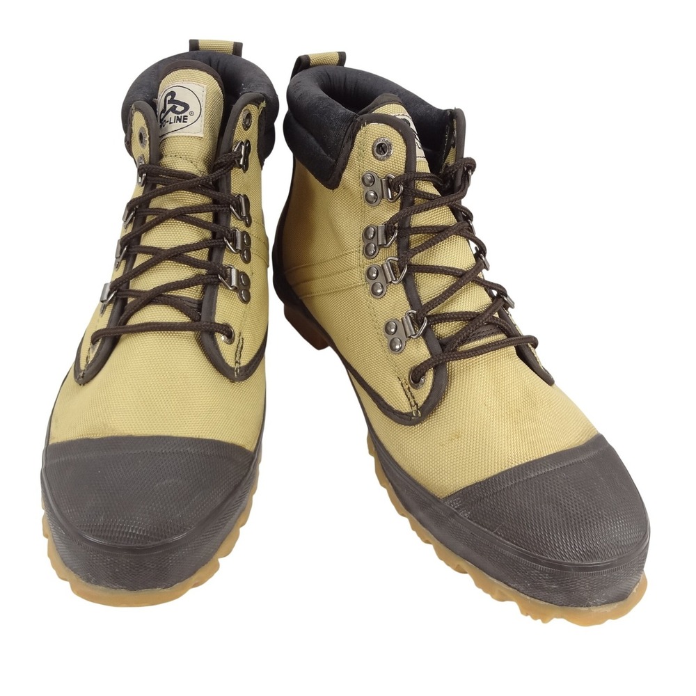 Pro-Line Mens 11 Canvas Wading Boots Tan Black Rubber Toe High Top Boots